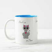Niedliche graue Katze Zweifarbige Tasse (Links)
