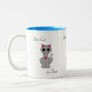 Niedliche graue Katze Zweifarbige Tasse
