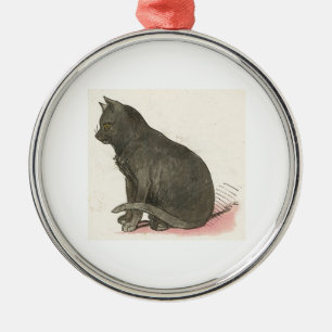 Niedliche graue Katzen-Weihnachtsverzierung Silbernes Ornament