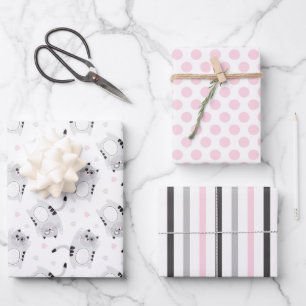 Niedliche graue Katzen Wrapping Paper Set 3 Geschenkpapier Set