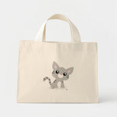 Niedliche Graue Kitty Light Bags Mini Stoffbeutel (Vorne)