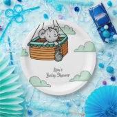 Niedliche graue Maus im Hot Air Ballon Basket-Part Pappteller (Party)