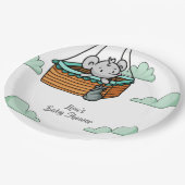 Niedliche graue Maus im Hot Air Ballon Basket-Part Pappteller (Schrägansicht)