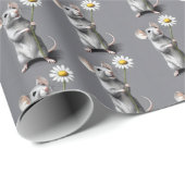 Niedliche graue Maus mit weißer Daisy Geschenkpapier (Rolleneckpunkt)