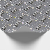 Niedliche graue Maus mit weißer Daisy Geschenkpapier (Ecke)