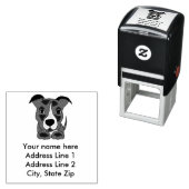 Niedliche graue Pitbull Puppy-Address-Briefmarke Permastempel (Beispiel)