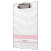 Niedliche graue Polka-Punkte mit rosa, personalisi Klemmbrett (Links)