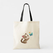 Niedliche graue rosa Katze Blau Gelb Tragetasche (Rückseite)