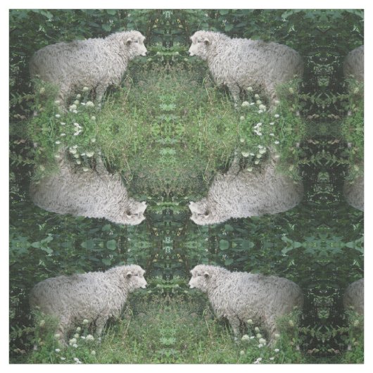 Niedliche graue Schafe essen Gemusterte Tierstoffe Stoff (Muster)