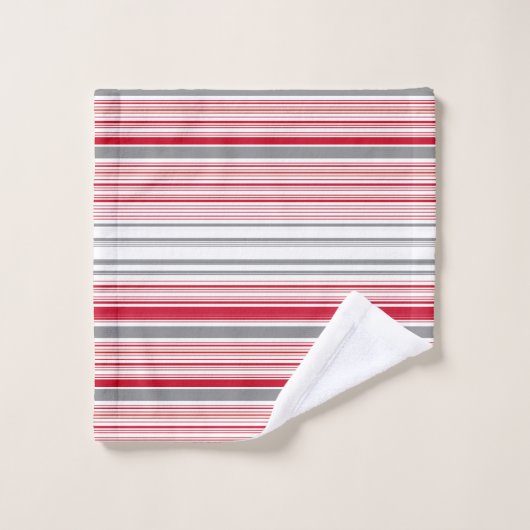 Niedliche graue Streifen Badhandtuch Set (Waschlappen)