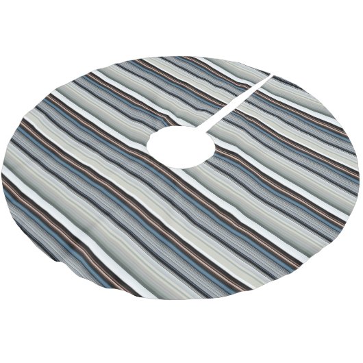 Niedliche graue Streifen Polyester Weihnachtsbaumdecke (Schrägansicht)