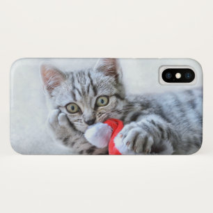 Niedliche graue Tabby Cat mit Weihnachtsmütze Weih Case-Mate iPhone Hülle