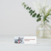 Niedliche graue Tabby Cat mit Weihnachtsmütze Weih Mini Visitenkarte (Stehend Vorderseite)
