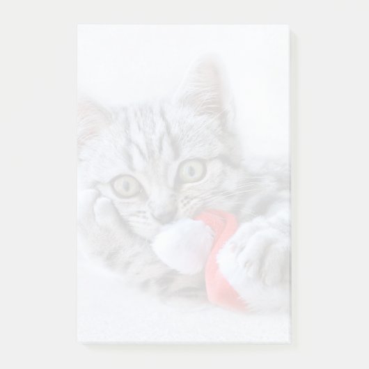 Niedliche graue Tabby Cat mit Weihnachtsmütze Weih Post-it Klebezettel (Vorderseite)