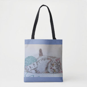 Niedliche graue Tabby Katze Kätzchen Spieltasche Tasche