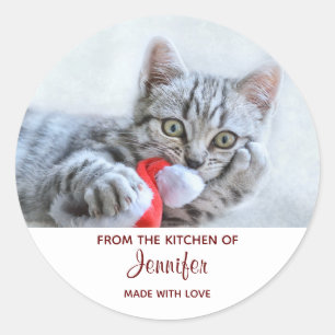 Niedliche graue Tabby-Katze mit Runder Aufkleber