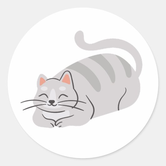 Niedliche graue Tablettenkatzenaufkleber Runder Aufkleber (Vorderseite)