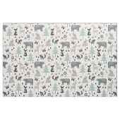 Niedliche, graue und Aquamarine Holztierstoffe Stoff (Fat Quarter (45,7 x 55,9 cm))