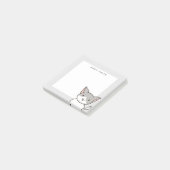 Niedliche, graue und weiße Katze Personalisiert Post-it Klebezettel (angewinkelt)
