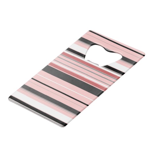 Niedliche graurosa Streifen Geldbeutel Flaschenöffner (Rückseite Schrägansicht)