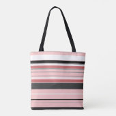 Niedliche graurosa Streifen Tasche (Rückseite)