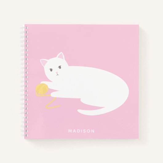 Niedliche grausame Katze mit Garnrosa Notizblock (Vorderseite)