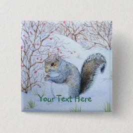 niedliche Grauschnee-Szene Wildlife Art Button