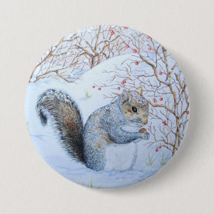 niedliche Grauschnee-Szene Wildlife Art Button