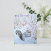 niedliche Grauschnee-Szene Wildlife Art Postkarte (Stehend Vorderseite)
