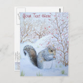 niedliche Grauschnee-Szene Wildlife Art Postkarte (Vorne/Hinten)