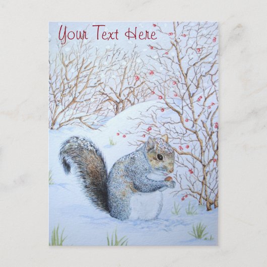 niedliche Grauschnee-Szene Wildlife Art Postkarte (Vorderseite)