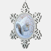 niedliche Grauschnee-Szene Wildlife Art Schneeflocken Zinn-Ornament (Rechts)
