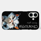 Niedliche grauwütende Cartoon Katzen Name Case-Mate iPhone Hülle (Rückseite (Horizontal))