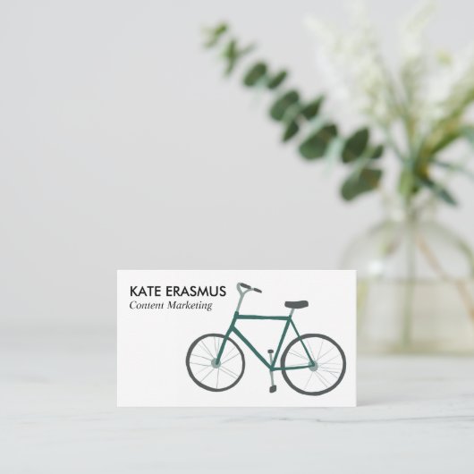 Niedliche Green Bicycle illustrierte Visitenkarte (Stehend Vorderseite)