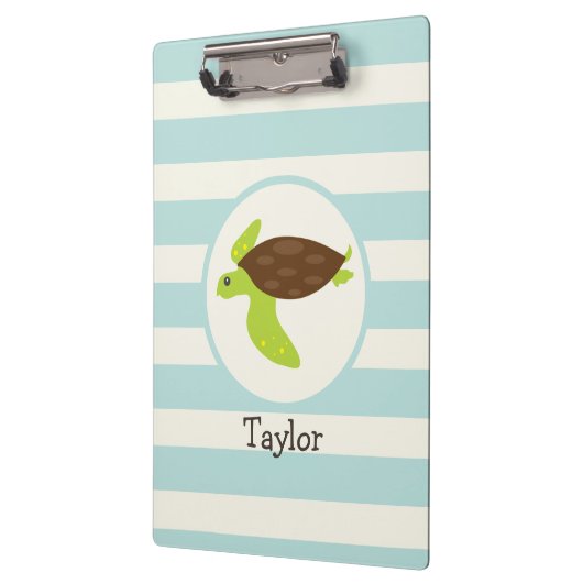 Niedliche Green & Brown Sea Turtle; Robins Egblue Klemmbrett (Links)