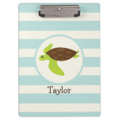 Niedliche Green & Brown Sea Turtle; Robins Egblue Klemmbrett (Vorderseite)