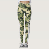 Niedliche Green Camouflage PERSONALISZE Leggings (Vorderseite)