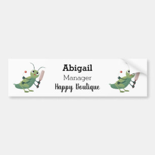 Niedliche Green Cricket Insekt Cartoon-Abbildung Autoaufkleber