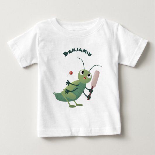 Niedliche Green Cricket Insekt Cartoon-Abbildung Baby T-shirt (Vorderseite)