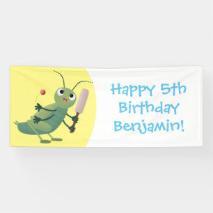 Niedliche Green Cricket Insekt Cartoon-Abbildung Banner
