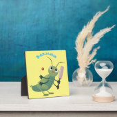 Niedliche Green Cricket Insekt Cartoon-Abbildung Fotoplatte (InSitu)