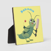 Niedliche Green Cricket Insekt Cartoon-Abbildung Fotoplatte (Vorderseite)