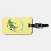 Niedliche Green Cricket Insekt Cartoon-Abbildung Gepäckanhänger (Vorderseite horizontal)