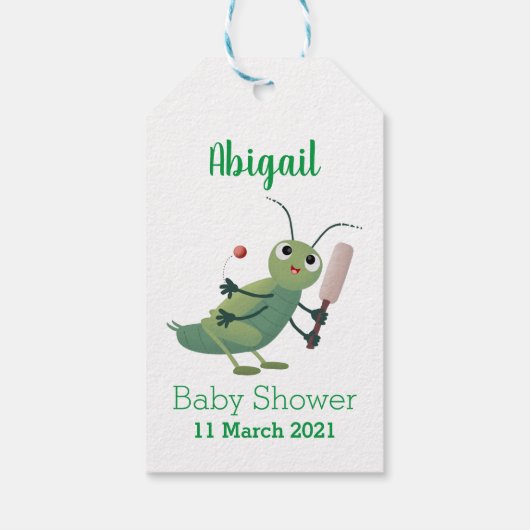 Niedliche Green Cricket Insekt Cartoon-Abbildung Geschenkanhänger (Rückseite)