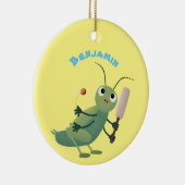 Niedliche Green Cricket Insekt Cartoon-Abbildung Keramik Ornament (Rechts)