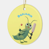 Niedliche Green Cricket Insekt Cartoon-Abbildung Keramik Ornament (Links)