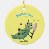 Niedliche Green Cricket Insekt Cartoon-Abbildung Keramik Ornament (Hinten)