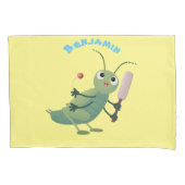 Niedliche Green Cricket Insekt Cartoon-Abbildung Kissenbezug (Vorderseite)