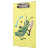 Niedliche Green Cricket Insekt Cartoon-Abbildung Klemmbrett (Links)