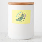 Niedliche Green Cricket Insekt Cartoon-Abbildung Lebensmitteletikett (Vorderseite)